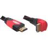 Image de Delock 82687 HDMI-kabel HDMI Aansluitkabel HDMI-A-stekker 3 m Zwart, Rood Rond, 4K UHD, Verdraaid, Vergulde steekcontacten
