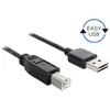 Image de Delock 83360 USB-kabel USB 2.0 USB-A stekker, USB-B stekker 3.00 m Zwart Stekker past op beide manieren, Vergulde steekcontacten, UL gecertificeerd