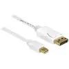Image de Delock 83484 DisplayPort-kabel Mini-displayport / DisplayPort Adapterkabel Mini DisplayPort-stekker, DisplayPort-stekker 5.00 m Wit Vergulde steekcontacten
