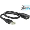 Image de Delock USB-kabel USB 2.0 USB-A stekker, USB-A bus 0.35 m Zwart Flexibele zwanenhalskabel 83498
