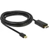 Image de Delock 83699 DisplayPort-kabel HDMI / Mini-displayport Aansluitkabel Mini DisplayPort-stekker, HDMI-A-stekker 2 m Zwart Vergulde steekcontacten, Afgeschermd