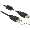 Image de Delock 84888 USB-kabel USB 2.0 USB-A stekker, USB-A stekker 0.50 m Zwart Met Ferrietkern