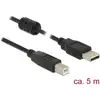 Image de Delock 84899 USB-kabel USB 2.0 USB-A stekker, USB-B stekker 5.00 m Zwart Met Ferrietkern