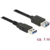 Image de Delock 85054 USB-kabel USB 3.2 Gen1 USB-A stekker, USB-A bus 1.00 m Zwart Vergulde steekcontacten