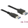 Image de Delock 85057 USB-kabel USB 3.2 Gen1 USB-A stekker, USB-A bus 3.00 m Zwart Vergulde steekcontacten