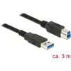 Image de Delock 85069 USB-kabel USB 3.2 Gen1 USB-A stekker, USB-B stekker 3.00 m Zwart Vergulde steekcontacten