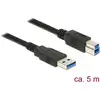 Image de Delock 85070 USB-kabel USB 3.2 Gen1 USB-A stekker, USB-B stekker 5.00 m Zwart Vergulde steekcontacten