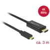 Image de Delock 85292 USB-C-displaykabel USB-C / HDMI Adapterkabel USB-C stekker, HDMI-A-stekker 3.00 m Zwart Vergulde steekcontacten