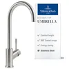 Image de Villeroy & Boch Umbrella Robinet de cuisine haute pression avec cartouche en céramique et plage pivotante à 360°, robinet d'évier économiseur d'eau, hauteur du bec 275 mm, en acier inoxydable massif