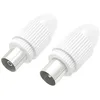 Image de Hama Prises Antenne TV Garantie 10ans (2 Fiches d antenne TV coaxiale, Fiche Coaxiales Mâle + Fiche Coaxiale Femelle, Diam 5-7mm, 2 pièces) Blanc