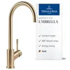 Image de Villeroy & Boch Umbrella Robinet de cuisine haute pression avec fonction de démarrage à froid économe en énergie et plage pivotante à 360°, économie d'eau, hauteur de bec de 275 mm, doré