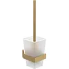 Image de Villeroy & Boch Elements Striking Ensemble de brosse de toilette, porte-brosse de toilette, pour montage mural, avec récipient en verre satiné, carré, doré