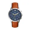 Image de Fossil Montre Neutra pour homme, mouvement chronographe à quartz avec bracelet en cuir, Bleu et marron, 44 mm