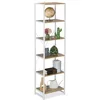 Image de Relaxdays Étagère à livres HxlxP : 180 x 50 x 35 cm, 6 étages, étagère de rangement pour salon, cuisine, couloir, bibliothèque, blanc/naturel