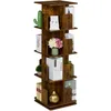 Image de Relaxdays Petite bibliothèque rotative à 360°, 4 Niveaux, Design Industriel, pour Vos Livres, 125,5 x 39 x 39 cm, Marron