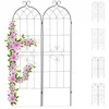 Image de Relaxdays Treillis Jardin Fer Set de 2 clôture Plante grimpante Grille Fleurs Arceau Rosier 180 x 50 cm E, Vert foncé