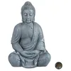 Image de Relaxdays Bouddha Figurine assise XL 70 cm - Décoration de salon - Résistant aux intempéries et au gel - Gris clair