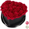 Image de Relaxdays Boîte à roses en forme de coeur - 18 roses - Solide - Noir - Durable - 10 ans - Idée cadeau - Boîte à fleurs décorative - Rouge - 13 x 21 x 19 cm