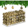 Image de Relaxdays Lot de 96 boules de Noël opaques, brillantes, paillettes, hauteur : 4 x 3 cm, décorations d'arbre de Noël, dorées
