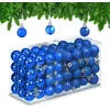 Image de Relaxdays Lot de 96 boules de Noël opaques, brillantes, paillettes, hauteur : 4 x 3 cm, décoration arbre de Noël, bleu
