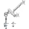Image de LogiLink BP0089 Support de bureau double écran en aluminium pour 2 x 17-32" (LCD, LED, OLED,  ) avec ressort à gaz, plat et courbe, longueur des bras = 553 mm