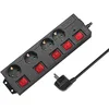 Image de LogiLink LPS251 Bloc multiprise 4 prises (CEE 7/3), avec 5 interrupteurs marche/arrêt, avec protection contre les surtensions + avec obturateur de sécurité intégré (protection de contact accrue),