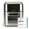 Image de GOURMETmaxx Digital XXL Friteuse à air chaud 12 litres en acier inoxydable | Friture sans graisse, les accessoires vont au lave-vaisselle | 10 programmes et fonction minuterie [1 800 watts]