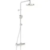 Image de HANSA MICRA Système de douche complet avec thermostat, douche à effet pluie pivotante, pommeau de douche avec tuyau et barre de douche à 3 types de jet, chromé
