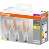 Image de OSRAM Lamps lampe LED, Culot: E27, Blanc chaud, 2700 K, 11 W, remplacement pour 100 W Incandescent bulb, clair, LED BASE CLASSIC A, Paquet de 3