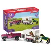 Image de schleich HORSE CLUB | Pick-up mit Pferdeanhänger 42346 | Set inkl. Fahrzeug, Anhänger, Pferd, 2 menschliche Figuren & Zubehör | Pferdespielzeug & Geschenk für Kinder | 38-teiliges Spielset