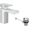 Image de hansgrohe Mitigeur lavabo Vernis Shape, hauteur sous bec 100mm, robinet lavabo avec vidage en métal, Chromé, 71568000