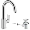 Image de hansgrohe Mitigeur lavabo Vernis Shape, hauteur sous bec 200mm, bec orientable, robinet lavabo avec vidage, Chromé, 71564000