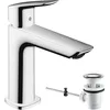 Image de hansgrohe Mitigeur lavabo Logis, hauteur sous bec 110mm, économie d'énergie (CoolStart), robinet lavabo avec garniture de vidage, Chromé, 71254000