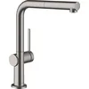 Image de hansgrohe Talis M54 72808340 Robinet de cuisine avec douchette extensible, 1 type d'acier, hauteur de bec 270 mm, mitigeur de cuisine pivotant à 360°, chrome noir brossé