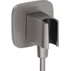 Image de hansgrohe Coude de raccordement avec support pommeau de douche FixFit Q, raccord douche avec support douchette mural, avec clapet anti-retour, noir chromé brossé, 26887340