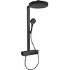 Image de hansgrohe Rainfinity - Colonne de douche avec mitigeur thermostatique, douche pluie 360 mm avec robinet, douchette (3 jets), support, flexible, barre et douche de tête ronde 1 jet, Noir mat, 26853670