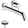 Image de hansgrohe Tecturis S - Mitigeur lavabo encastré avec garniture de vidage, Robinet de salle de bain avec longueur sous bec 16,5 cm, économie d'eau (EcoSmart+), Chromé, 73351000
