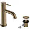 Image de hansgrohe Tecturis S - Mitigeur de lavabo avec tirette et vidage, économie d'énergie (CoolStart), Robinet de salle de bain, hauteur sous bec 80 mm, économie d'eau (EcoSmart+), Bronze brossé, 73302140
