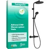 Image de hansgrohe Activera S - Colonne de douche économie d'eau (EcoSmart) avec mitigeur thermostatique, douche pluie, douchette (2 jets), support, tuyau, barre et douche de tête, Noir mat, 28078670