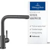 Image de Villeroy & Boch Steel Shower Robinet de cuisine haute pression avec douchette extensible et bec pivotant à 360°, fonction démarrage à froid économe en énergie, hauteur de bec de 270 mm, anthracite