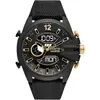 Image de Diesel Reloj para hombre Mega Chief, movimiento AnaDigi, caja de 51 mm de acero inoxidable negro con correa mixta, DZ4552