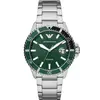 Image de Emporio Armani Montre pour homme, mouvement date à trois aiguilles, boîtier en acier inoxydable de 42 mm avec bracelet en acier inoxydable, AR11338