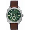 Image de Fossil Montre pour homme, mouvement chronographe avec bracelet en acier inoxydable ou en cuir, Marron clair et vert, 44MM, lanière