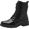 Image de Tamaris Comfort Bottines à lacets pour femme avec fermeture éclair pour l'automne, Noir laqué, 37 EU