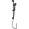 Image de Villeroy & Boch Verve Showers Ensemble de douche avec support de douchette réglable et douchette à main à 3 types de jet, système de douche avec pommeau de douche rond, noir mat