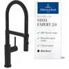 Image de Villeroy & Boch Steel Expert 2.0 Robinet de cuisine haute pression avec fonction de commutation et bec pivotant, mitigeur d'évier économiseur d'eau, hauteur du bec 170 mm, noir mat
