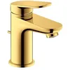 Image de Duravit Wave Mitigeur de lavabo taille S (hauteur du bec 77 mm), robinet de salle de bain avec tirette de vidage, robinet de lavabo, or poli