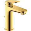 Image de Duravit Wave Mitigeur de lavabo taille M (hauteur du bec 111 mm), robinet de salle de bain avec tirette de vidage, robinet d'évier, or poli
