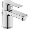 Image de Duravit D-Code Robinet de lavabo Taille S (hauteur du bec 125 mm) Robinet de lavabo à économie d'énergie (FreshStart) Robinet de salle de bain économiseur d'eau (MinusFlow), avec bonde à tirette,