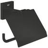 Image de GROHE Start Cube QuickFix 411022430 Porte-rouleau de papier toilette avec couvercle (métal, montage mural, fixation dissimulée, vis et chevilles incluses), taille 111 mm, facile à installer, noir mat,